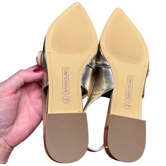 BANDOLINO Aubriana Women's 10M Gold Slingback Flats Pointed Toe Flower Ornament - Picture 10 of 10